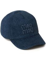 Miu Miu casquette en jean à logo brodé - Bleu