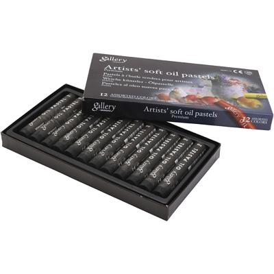 Gallery Oliepastel, L: 7 cm, d 11 mm, dikte 11 mm, zwart, 12 stuk/ 1 doos