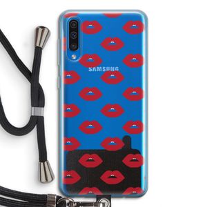 Lips: Samsung Galaxy A50 Transparant Hoesje met koord