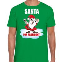 Santa for president Kerst t-shirt / Kerst outfit groen voor heren