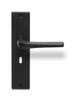 Deurklink Arcos massief zwart op langschild sleutelgat 56mm