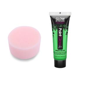 Carnaval schmink fluor groen met sponsje - Glow in the Dark - 10ml - kind/volwassenen