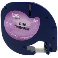 DULA - Dymo LetraTag 12267 - S0721530 - Label Tape - Zwart op Transparant plastic - 12mm x 4m - 1 Stuk - thumbnail