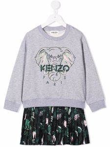 Kenzo Kids robe en coton à imprimé éléphant - Gris