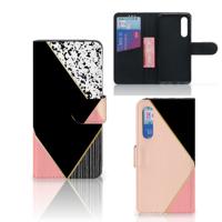 Xiaomi Mi 9 SE | Book Case | Zwart Roze Vormen | Portemonnee hoesje