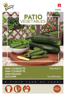 Patio Veggies, Courgette Patio Star F1 - Buzzy