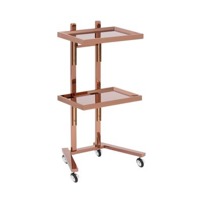 Cosmeticawagen - rolwagen - 2 opvouwbare planken - tot 10 kg - rosé goud - roestvrij staal