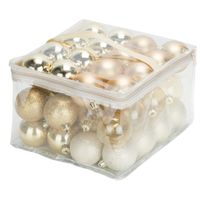 48x stuks kunststof kerstballen goud 6 cm in opbergtas/opbergbox   -