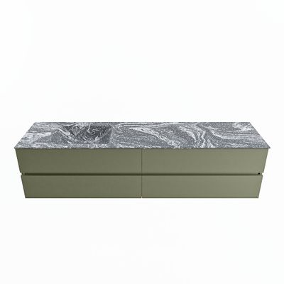 MONDIAZ VICA-DLUX 200cm badmeubel onderkast Army 4 lades. Inbouw wastafel CLOUD links 1 kraangat, kleur Lava.