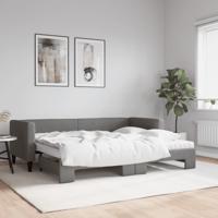 Slaapbank onderschuifbed matrassen 80x200 cm stof donkergrijs