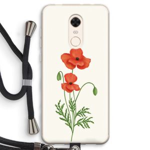Red poppy: Xiaomi Redmi 5 Transparant Hoesje met koord