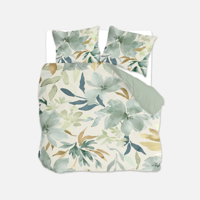 Dekbedovertrek Painted Blooms - Eenpersoons (140x200 Cm) - Groen Microvezel - - Byrklund - Dekbed-Discounter.nl