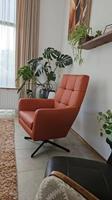 Leren draaifauteuil volledig gestoffeerd - met hoge rug en stervoet - bruin leer - Echt leer, Modern, ontdek de vele Leersoorten en Kleuren bij ShopX