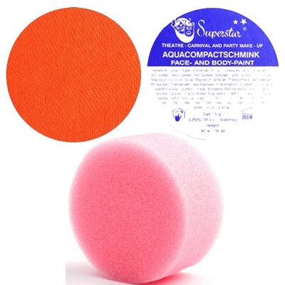 Superstar schmink oranje 16 gram met rond grimeer sponsje