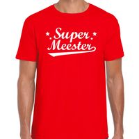 Super meester fun t-shirt rood voor heren - Einde schooljaar/ meesterdag cadeau 2XL  - - thumbnail