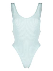 Reina Olga maillot de bain nervuré à dos ouvert - Bleu