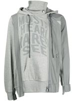 Mostly Heard Rarely Seen logo-print asymmetric hoodie - Gris - thumbnail