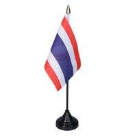 Vlag Thailand tafelvlaggetjes - 1x stuks - 10 x 15 cm vlag - met zwarte standaard