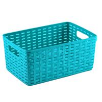 Opbergmand - Kastmand - rotan kunststof - turquoise blauw - 6 Liter - 19 x 29 x 13 cm - thumbnail