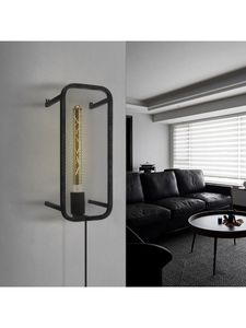 Wandlamp Weave 15/15/38cm, Zwart, Muurlamp gemaakt van metaal, geschikt voor E27 LED lichtbron, wandlamp geschikt voor woonkamer, slaapkamer