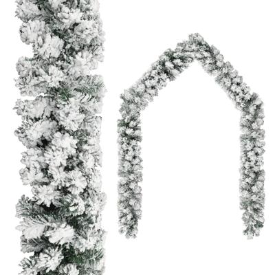 Kerstslinger met sneeuw 20 m PVC groen