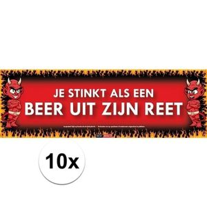 10x Sticky Devil stickers tekst Je stinkt als een beer uit zijn reet