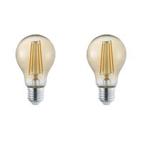 LED Lamp - Trion Lamba - Set 2 Stuks - E27 Fitting - 4W - Warm Wit 3000K - Amber - Glas