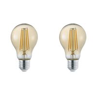 LED Lamp - Trion Lamba - Set 2 Stuks - E27 Fitting - 4W - Warm Wit 3000K - Amber - Glas - thumbnail