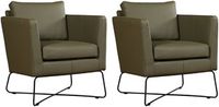 Set van 2 Olijfgroene leren moderne design fauteuils Crossover - Toledo Leer Olive (olijfgroen leer)