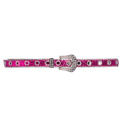 Riem neon pink glitter met strass gesp