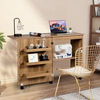 Naaimachinetafel Opvouwbare Naaitafel met Opbergplanken 118,5 x 40 x 79,5 cm Natuur Naaimachinetafel Opvouwbare Naaitafel met Opbergplanken 118,5 x 40 x 79,5 cm Natuur
