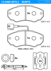 Remblokkenset, schijfrem ATE, u.a. für Peugeot, Fiat, Citroën