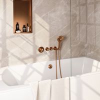 Brauer Copper Carving inbouw badkraan met badvulcombinatie en 3 standen handdouche geborsteld koper PVD