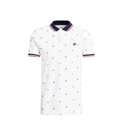 WE Fashion slim fit polo met all over print wit WE Fashion slim fit polo met all over print wit