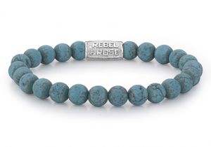 Rebel and Rose RR-80043-S Rekarmband Beads Matt Turquoise Delight zilverkleurig-turquoise 8 mm M 17,5 cm