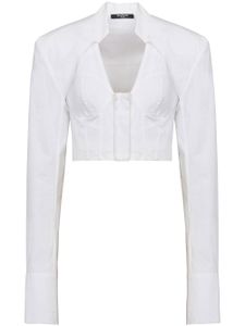 Balmain blouse crop en coton - Blanc