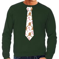 Stropdas Kersttrui/kerst sweater gingerbread zuurstok groen voor heren