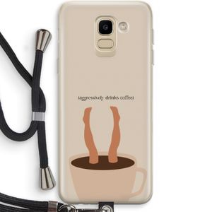 Aggressively drinks coffee: Samsung Galaxy J6 (2018) Transparant Hoesje met koord