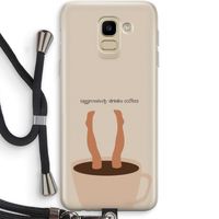 Aggressively drinks coffee: Samsung Galaxy J6 (2018) Transparant Hoesje met koord
