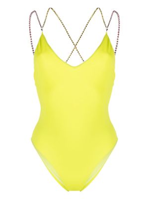 GCDS maillot de bain à bretelles ornées de cristaux - Vert