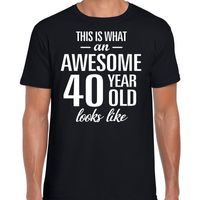 Awesome 40 year / 40 jaar cadeau t-shirt zwart heren
