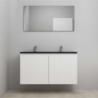 On-Line Badkamermeubelset - 120 cm - Voorgemonteerd - Greeploze Ladestructuur - Acryl Wastafel - 2 Kraangaten - Spiegel - Mat Wit - V02
