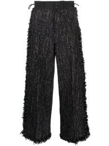 sacai pantalon en tweed à coupe courte - Noir