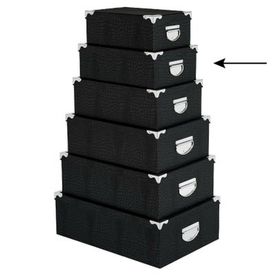 5Five Opbergdoos/box - zwart - L32 x B21,5 x H12 - Stevig karton - Crocobox 5Five Opbergdoos/box - zwart - L32 x B21,5 x H12 - Stevig karton - Crocobox