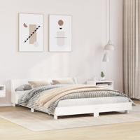 Bedframe zonder matras massief grenenhout wit 150x200 cm