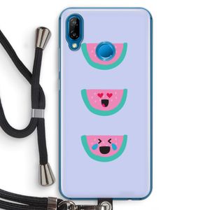 Smiley watermeloen: Huawei P20 Lite Transparant Hoesje met koord
