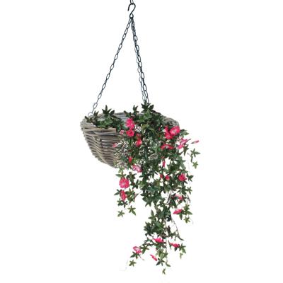 Hangmand - D40 cm - rotan gevlochten - hangende plantenbak - aan ketting - hanging basket