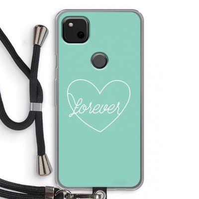 Forever heart pastel: Pixel 4a Transparant Hoesje met koord
