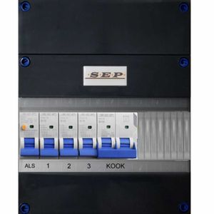 Uitbreiding groepenkast met kast 1 rij aardlekschakelaar 40A 30mA 3 groepen en kookgroep