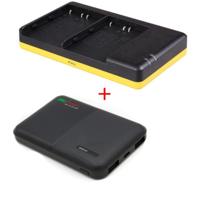 Powerpakket Deluxe: EN-EL3e duo oplader + 5000mAh Powerbank voor 2 Nikon accu's EN-EL3 / EN-EL3e